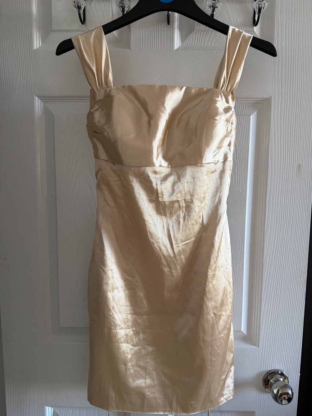 & Other Stories Cream Satin Mini Sheath Dress